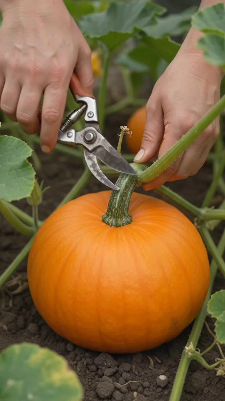 Banana peel fertilizer applied to pumpkin plants for enhanced growth