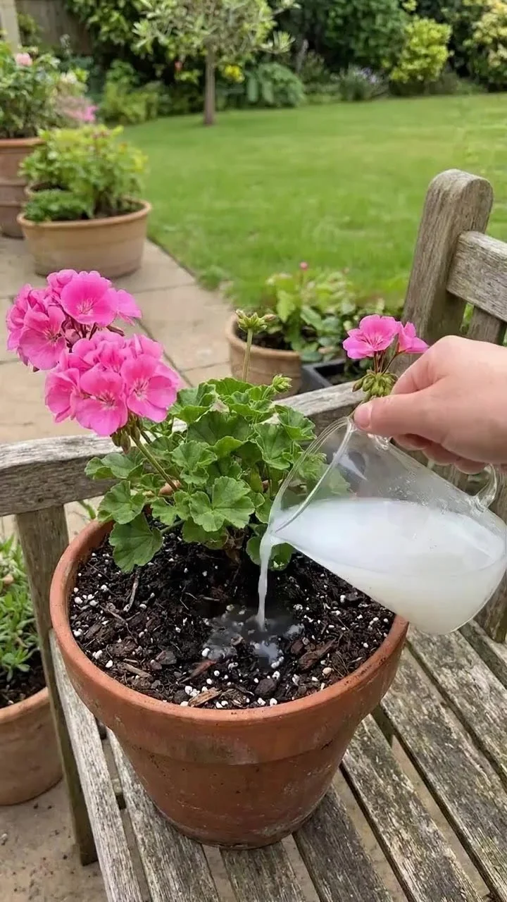 Vibrant geranium blooms in a garden, thriving and mildew-free.