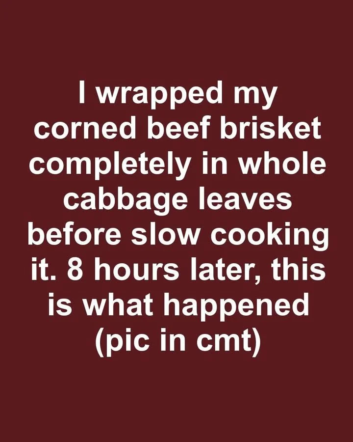 Corned beef brisket wrapped in cabbage leaves, slow-cooked for 8 hours