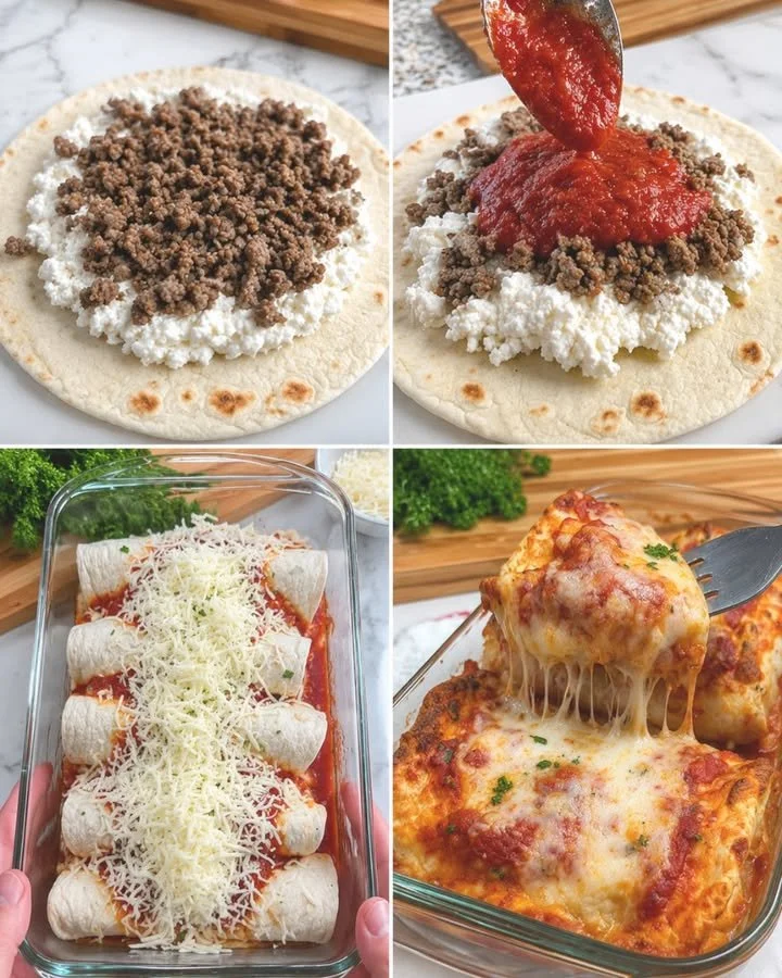 Creamy Keto Beef and Cheese Enchiladas served on a plate