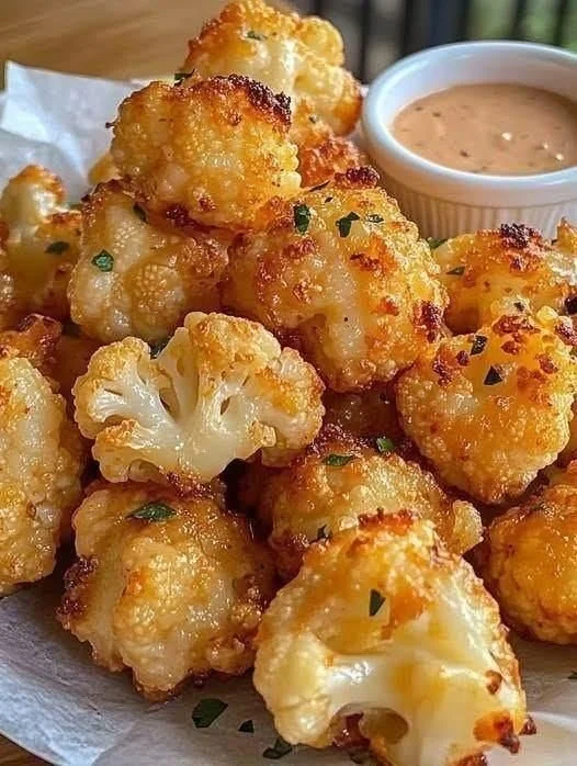 Crispy roasted cauliflower served on a stylish plate with herbs and spices