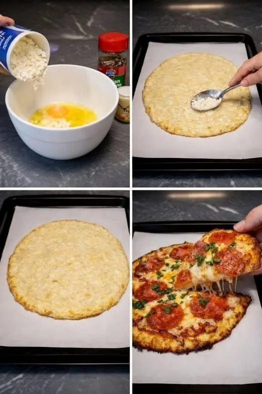 Crispy two-ingredient cottage cheese pizza crust on a plate