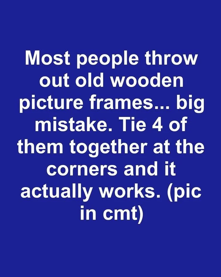 DIY project repurposing old wooden picture frames tied at the corners