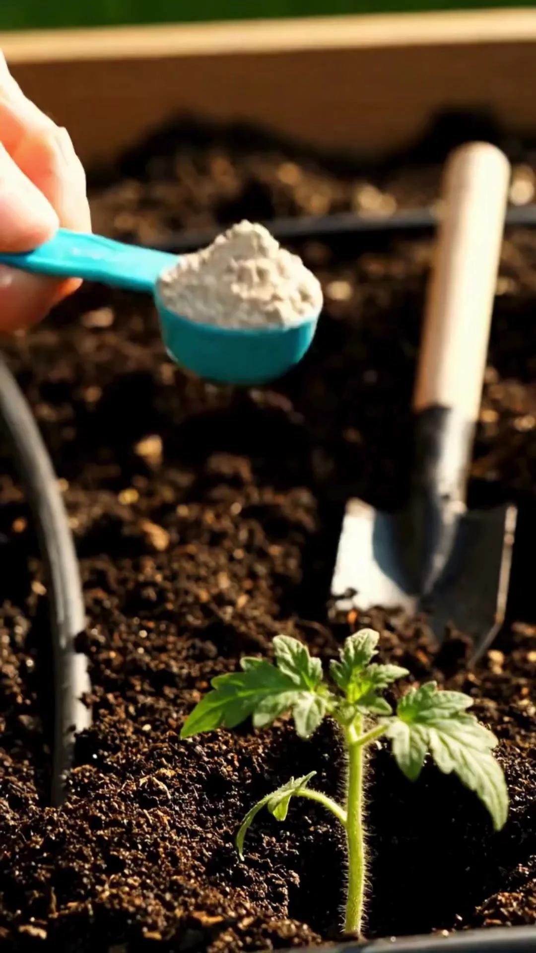 Gardener planting tomatoes for a larger harvest in a sunny vegetable garden