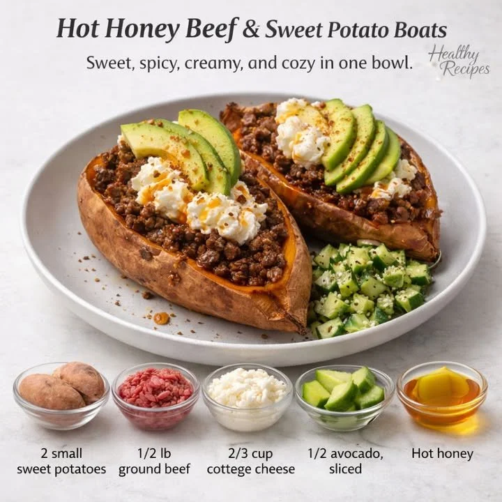 Delicious Hot Honey Beef served in Sweet Potato Boats