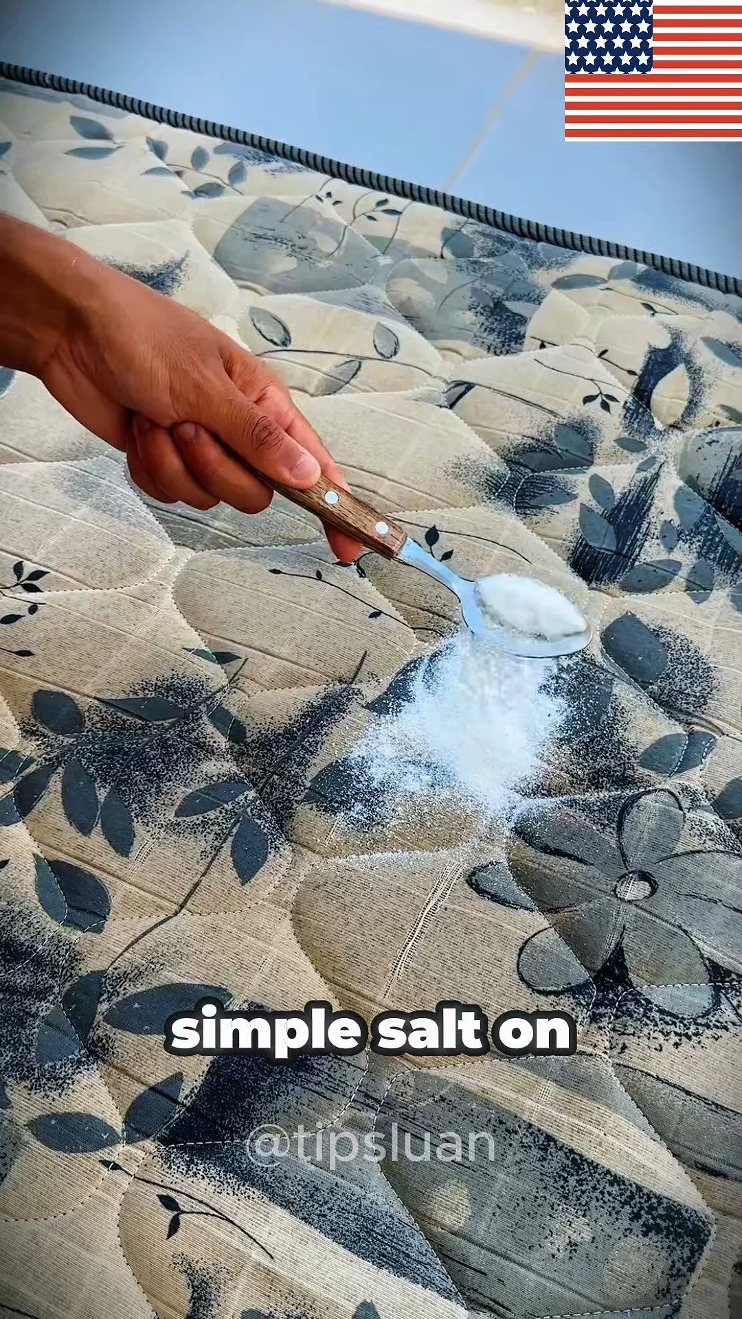 Salt sprinkled on a mattress to enhance cleanliness and freshness