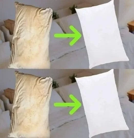 Clean dirty bed pillows for a fresh and white appearance