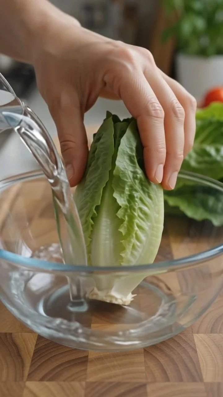 Step-by-step guide on how to regrow lettuce in water from the base.