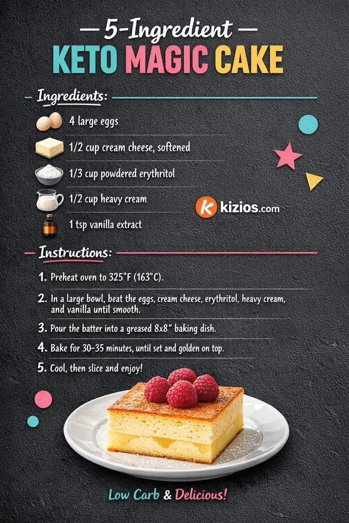 Delicious Keto Magic Cake made with low-carb ingredients