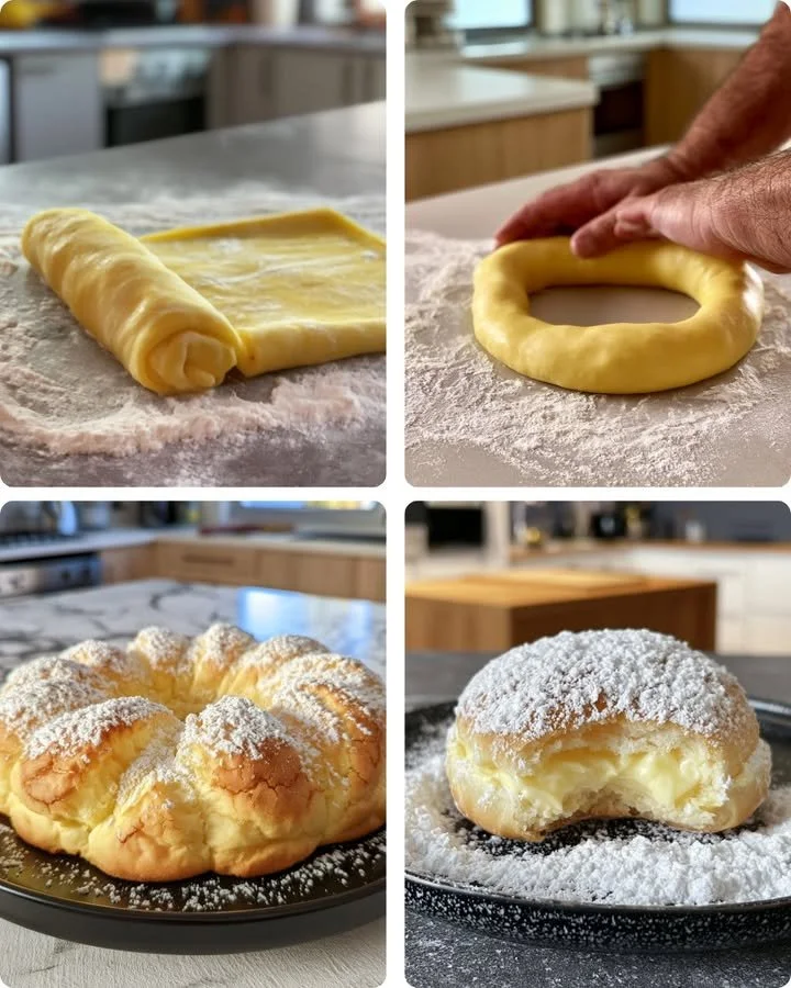 Keto cream-filled doughnuts with vanilla custard on a plate
