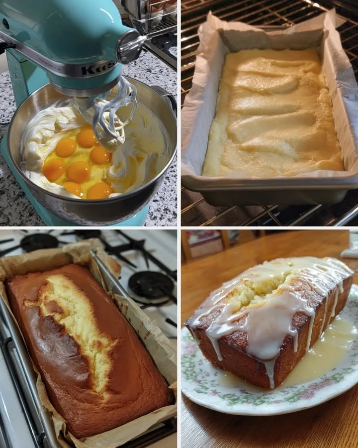 Sliced ultra moist Keto Lemon Loaf Cake on a white plate