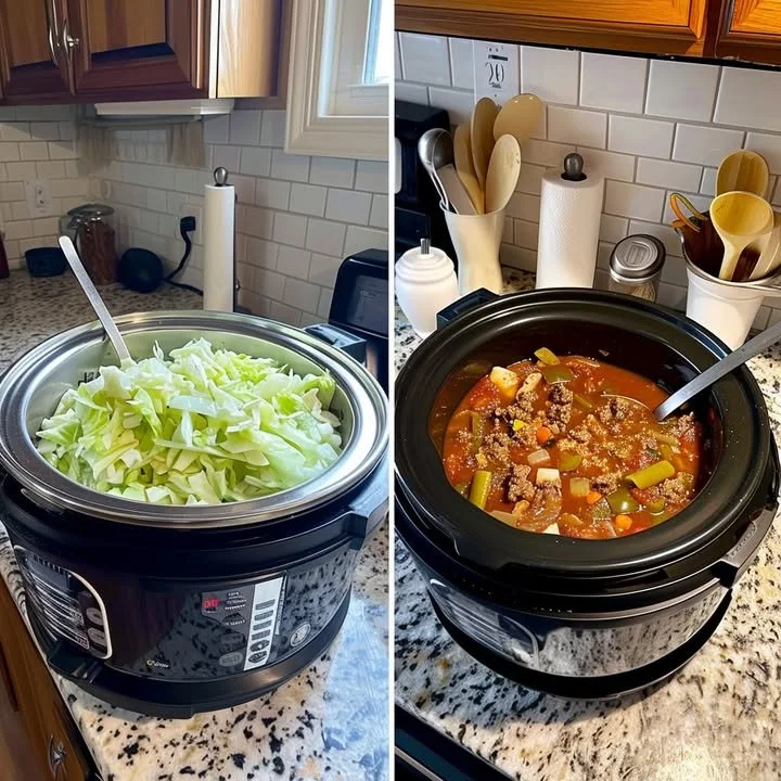 Delicious Keto Cabbage Soup cooked in a crockpot, perfect for keto diets.
