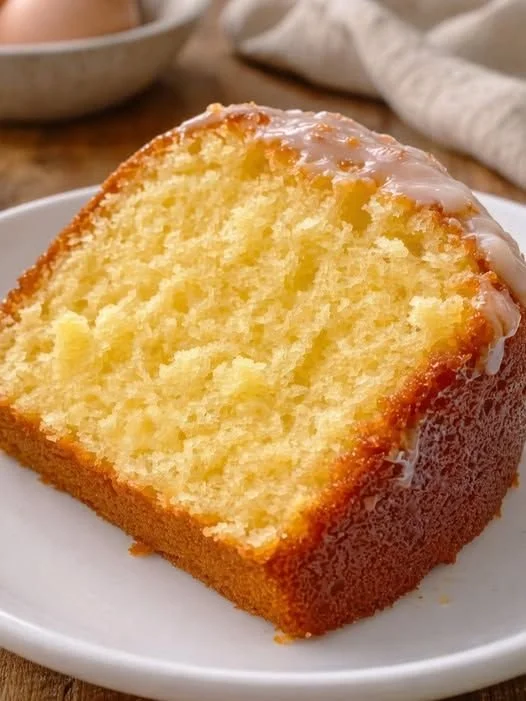 Slice of Million Dollar Pound Cake made with no flour and no sugar