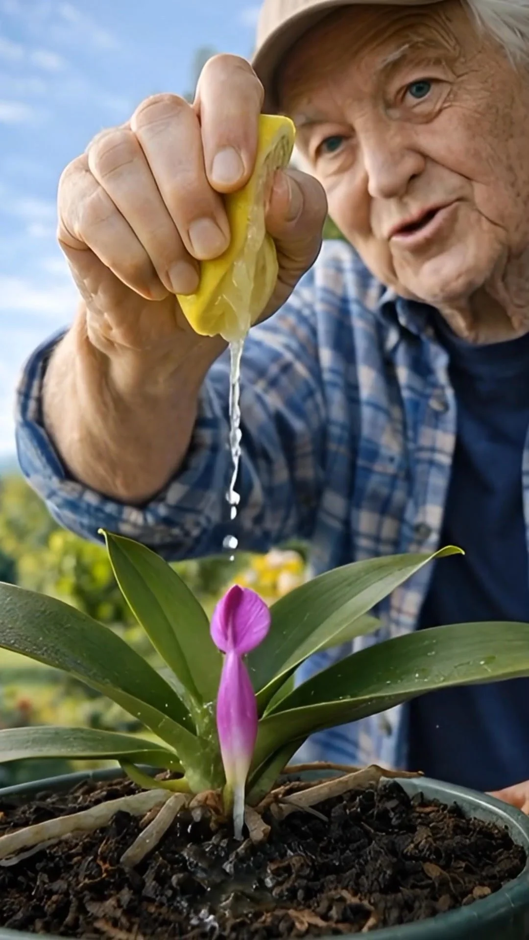 Healthy orchids thriving with lemon hack for improved growth and blooms.