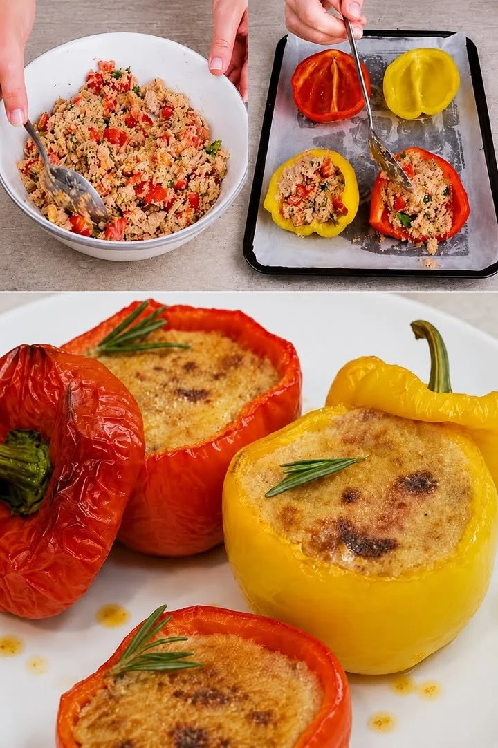 Peperoni ripieni preparati secondo una ricetta furba