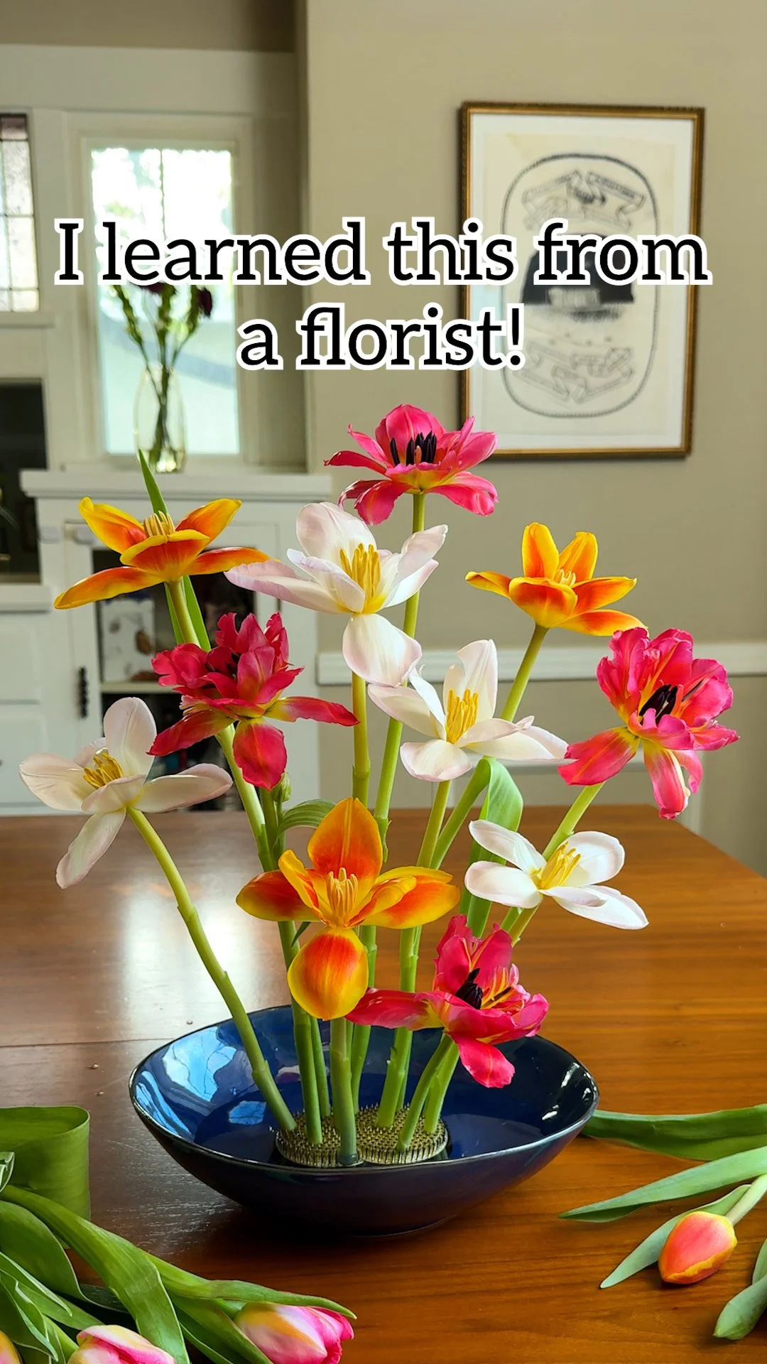 Beautiful spring centerpiece with floral arrangements for seasonal decor