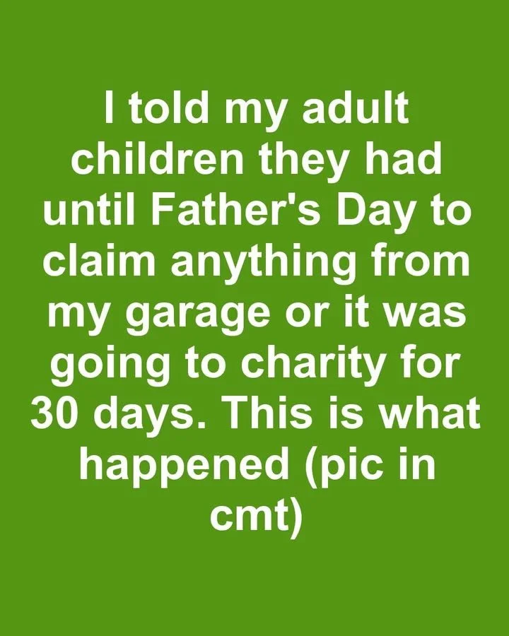 Garage items ready for donation or collection before Father's Day.