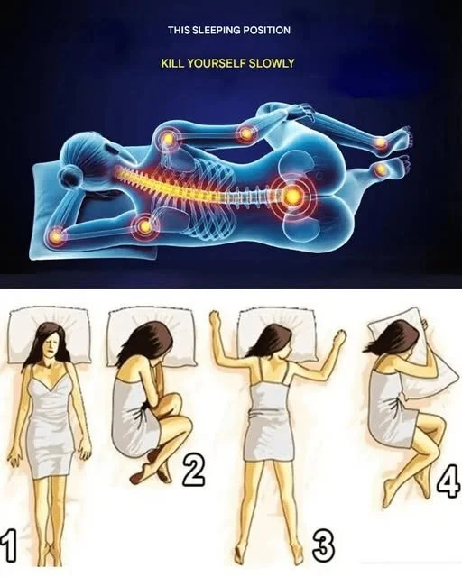 Illustration of a person in a dangerous sleeping position affecting health.