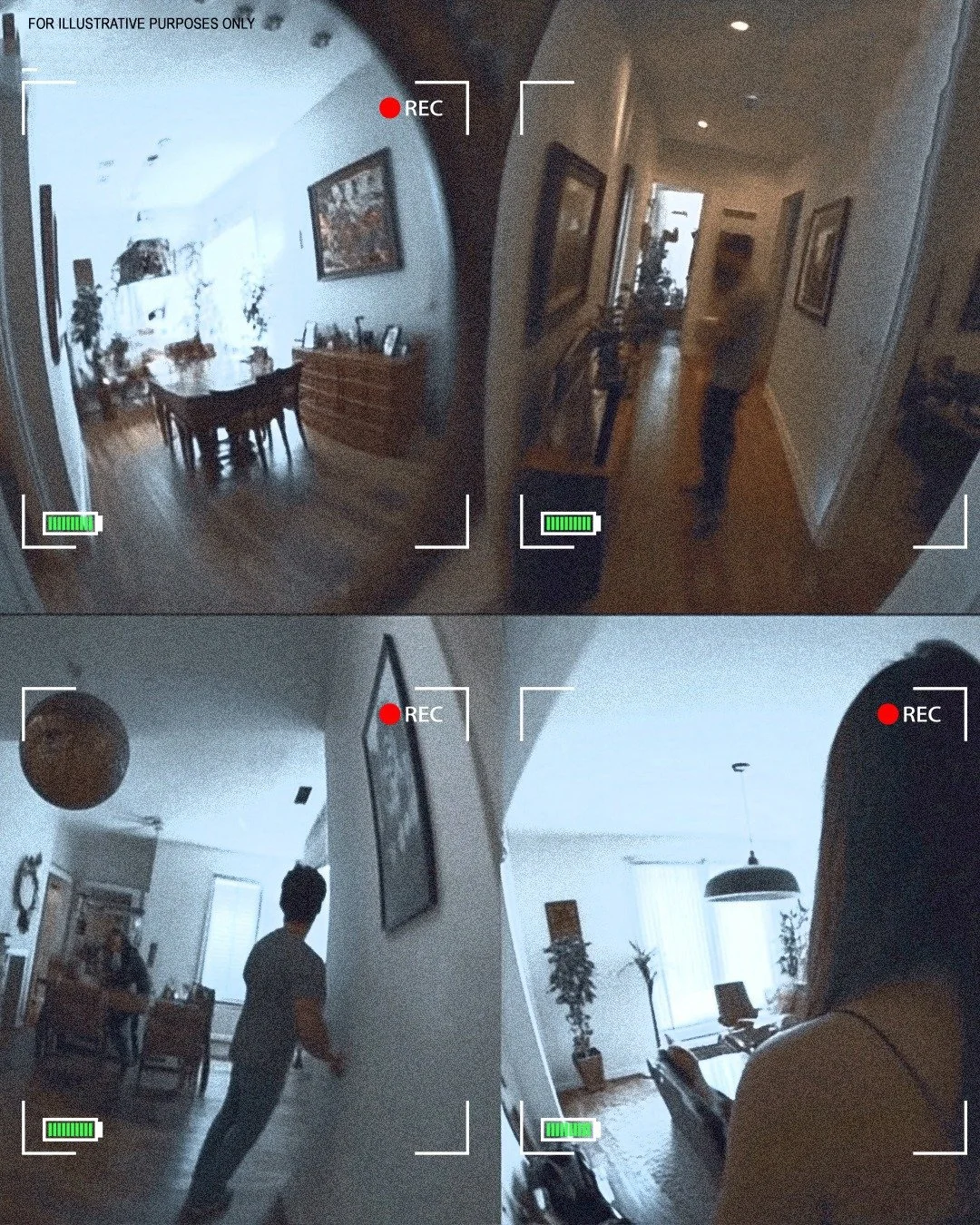 Nanny cam captures babysitter exiting shower while husband is home.