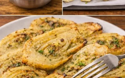 Delicious baked fennel dish served with herbs and seasoning