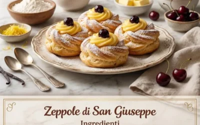 Baked St. Joseph's Day zeppole with creamy pastry cream filling