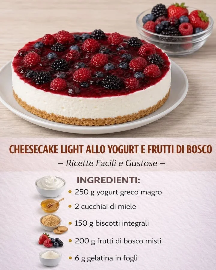 Cheesecake yogurt leggero con frutti di bosco fresco