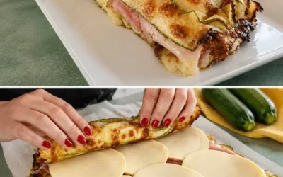 Cheesy zucchini roll served on a plate garnished with herbs