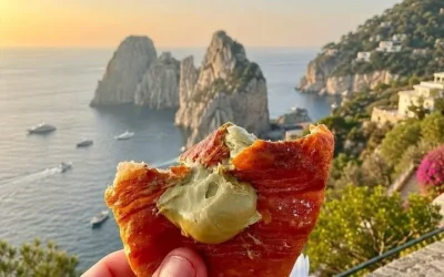 Colazione tipica italiana con caffè, cornetti e piatti regionali.