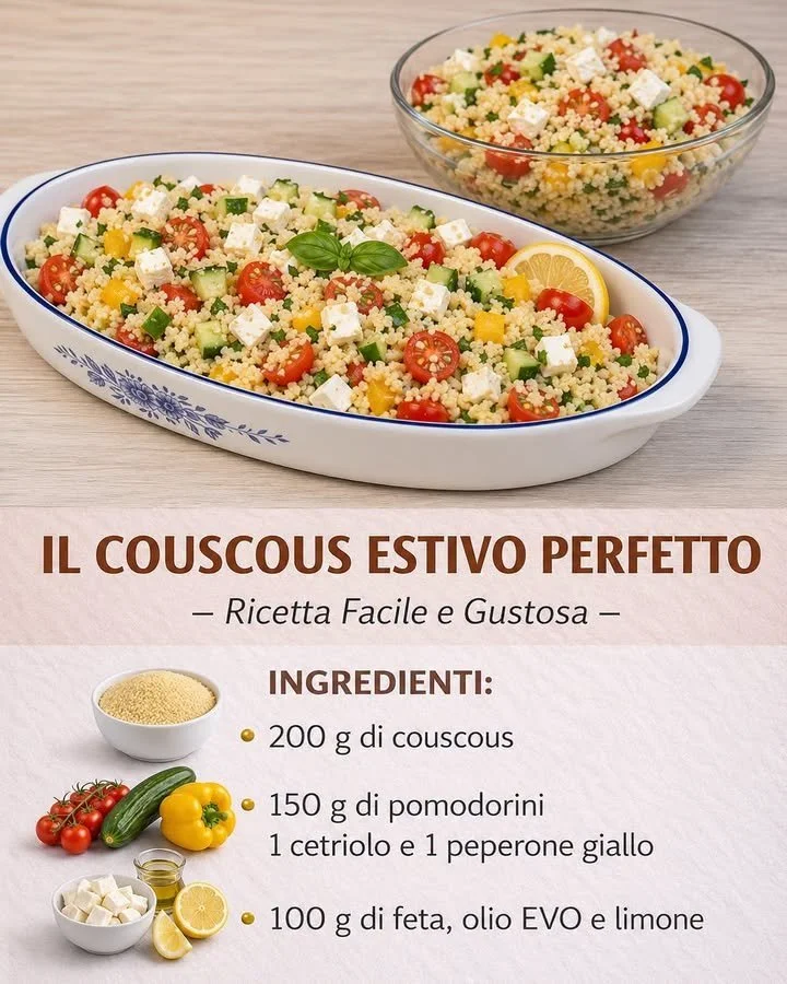 Piatto di Couscous Estivo con verdure fresche e spezie aromatiche.