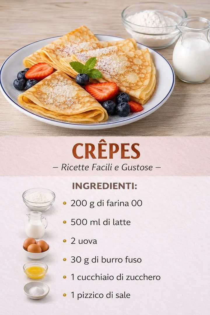 Crepes dolci ai frutti di bosco guarnite con frutti freschi