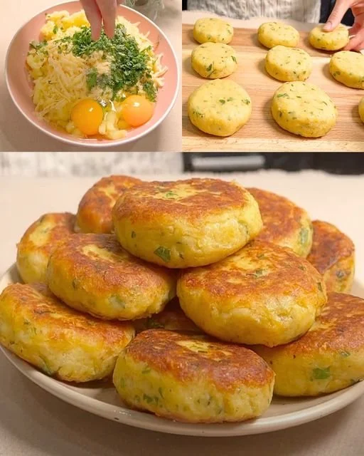Crocchette di patate al formaggio dorate e croccanti pronte da servire.