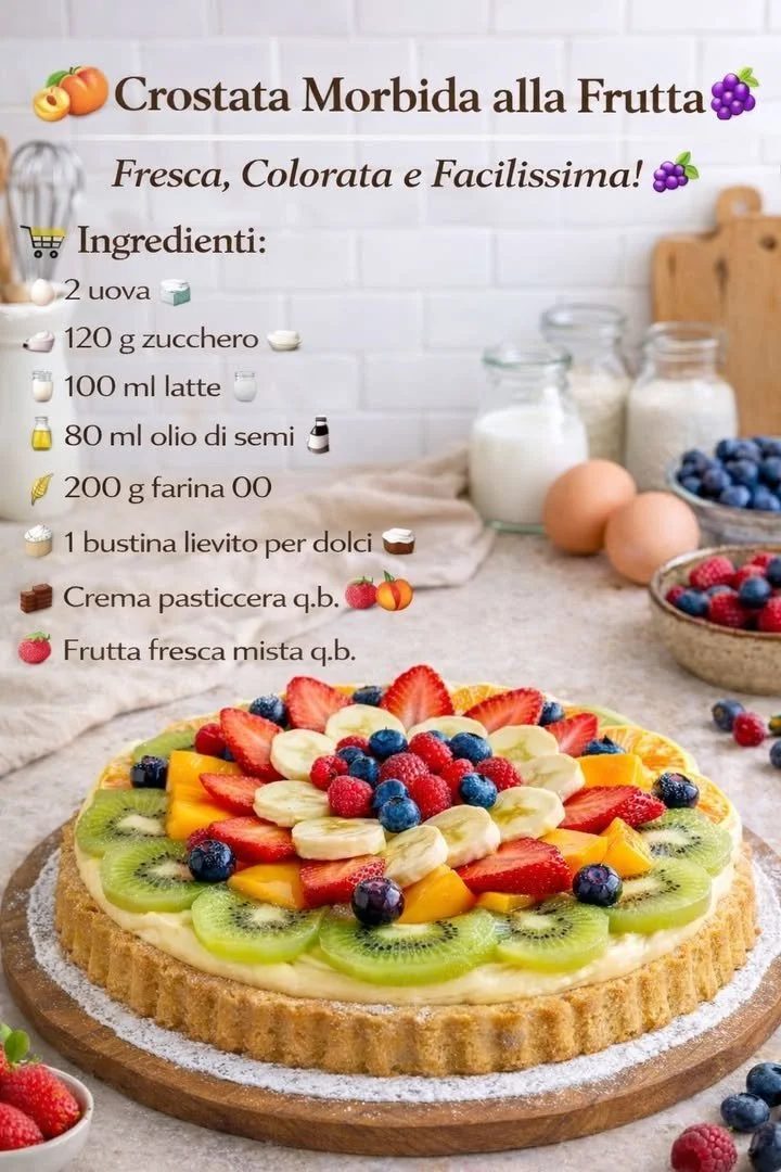 Crostata Morbida alla Frutta con crema e frutta fresca