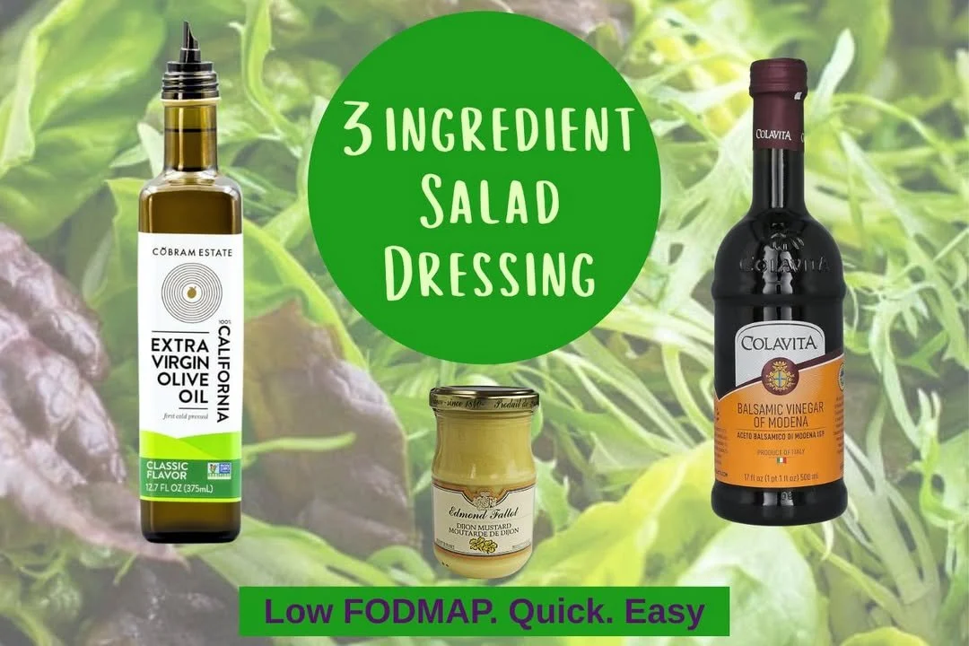 Easy low FODMAP salad dressing recipe with olive oil and balsamic vinegar