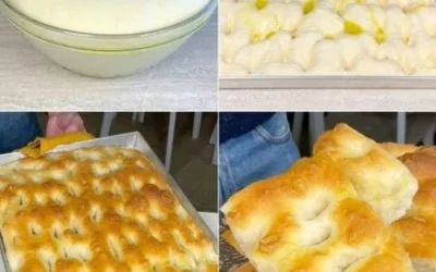 Focaccia Genovese tradizionale ligure con olio d'oliva e rosmarino