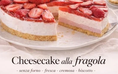 Homemade strawberry cheesecake with fresh strawberries on top.