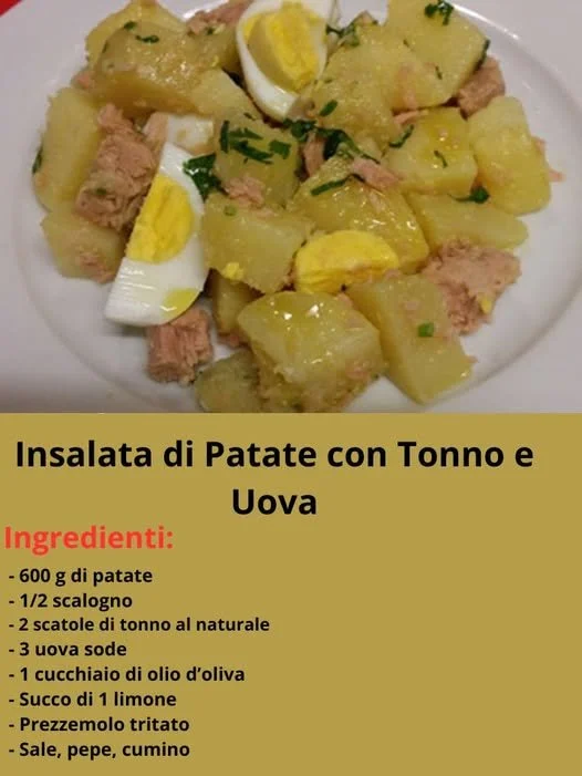 Insalata di Patate e Tonno con Uova, piatto fresco e gustoso