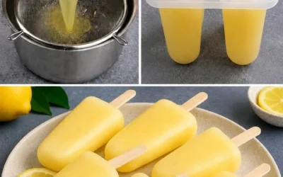 Homemade lemon popsicles on a sunny day