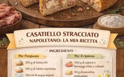 Traditional Neapolitan Stracciato Casatiello bread with rich flavors and ingredients.
