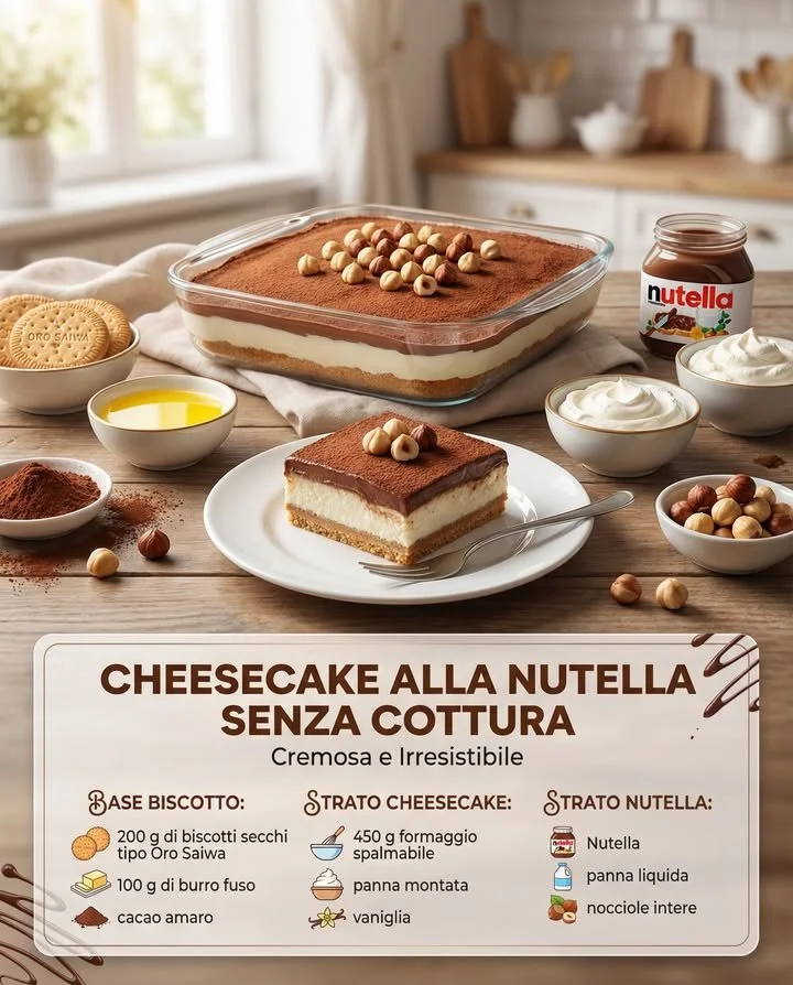 Delicious no-bake hazelnut chocolate cheesecake on a plate with chocolate drizzle.