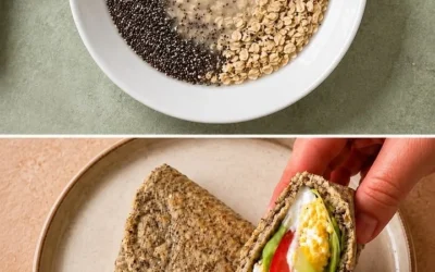 Oat and chia flatbread ready to be served, healthy and gluten-free option.