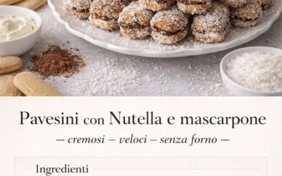 Pavesini dessert with Nutella and mascarpone layered in a glass