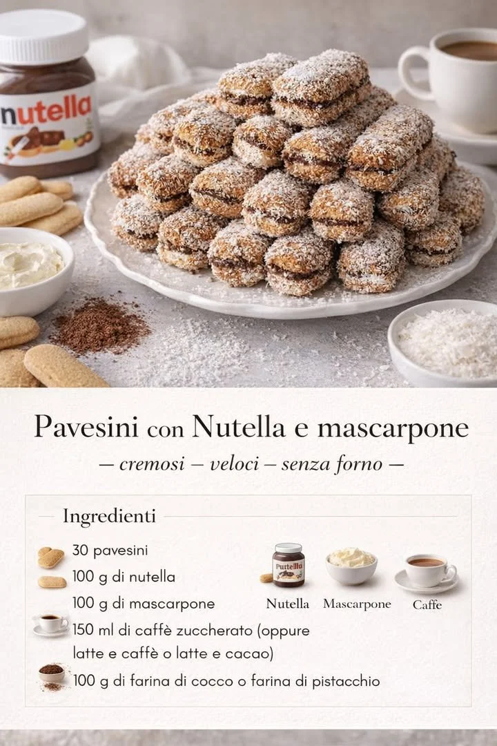 Pavesini dessert with Nutella and mascarpone layered in a glass