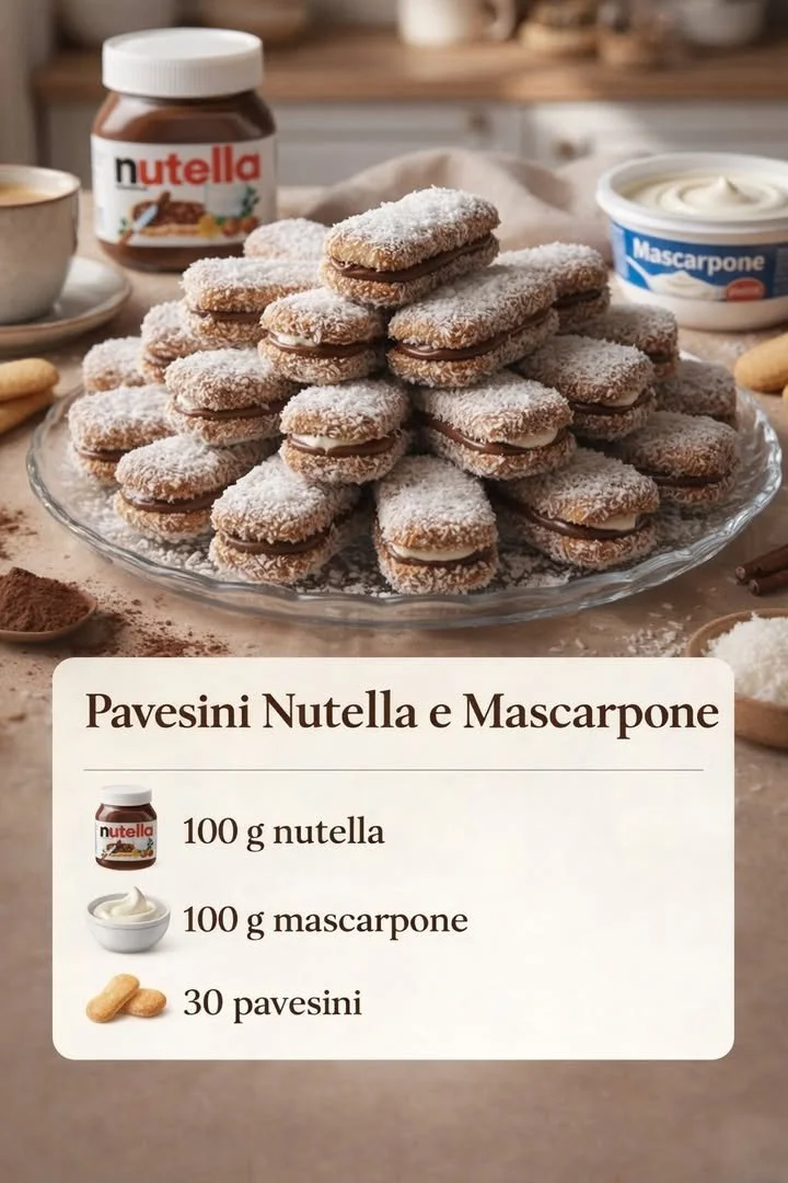 Pavesini cookies layered with Nutella and mascarpone for a delicious dessert