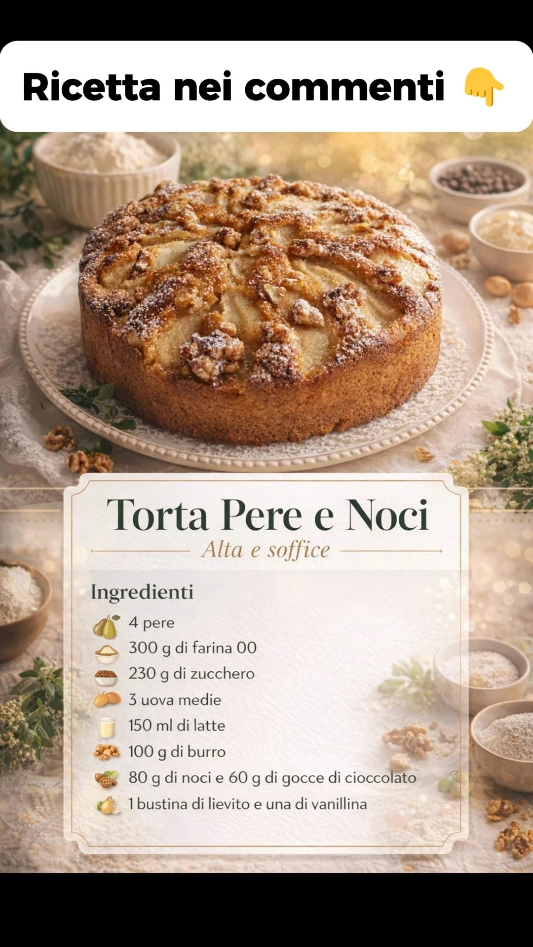 Delicious Pear Walnut Cake topped with fresh slices of pear and walnuts