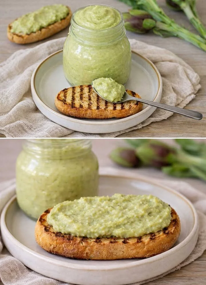 Pesto di carciofi preparato con gambi freschi di carciofi