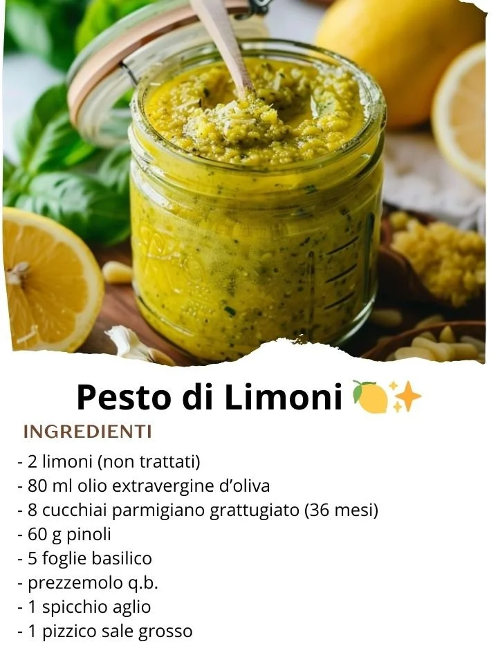 Pesto di Limoni fresco preparato in una ciotola