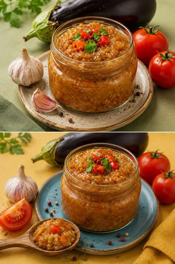 Pesto di melanzane con pomodorini freschi