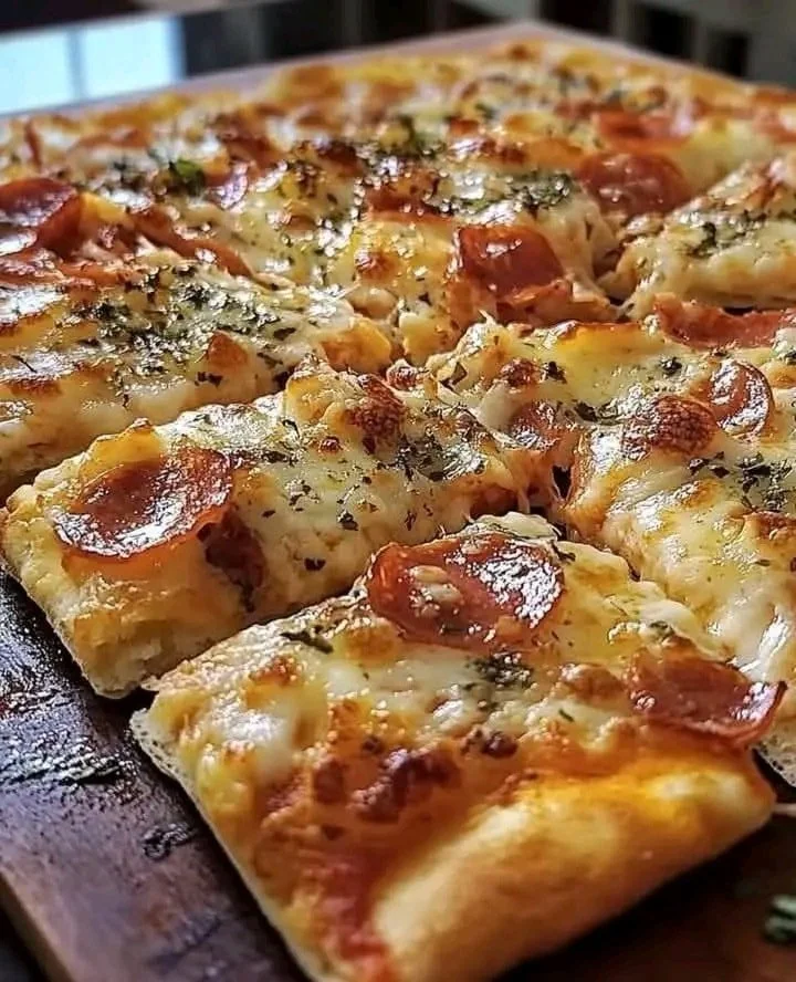 Pizza in teglia fresca e croccante pronta da gustare
