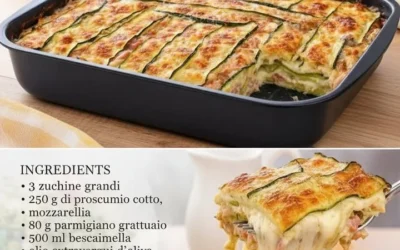 Raw White Zucchini Parmigiana dish showcasing layers of zucchini, cheese, and sauce.
