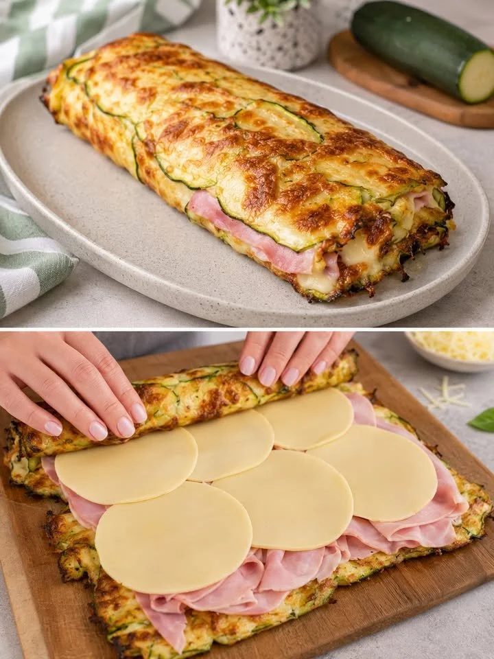 Rotolo di Zucchine con Formaggio Filante pronto da servire